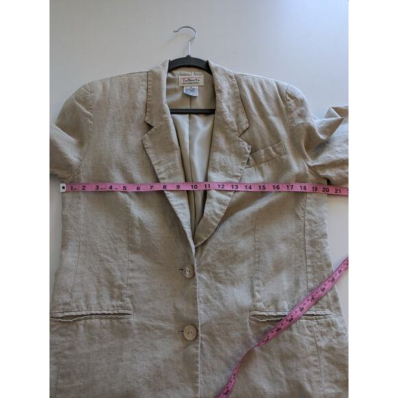 Talbots Blazer Jacket Irish Linen Coastal Neutral Spring Summer Beige Size 10 - Picture 8 of 9